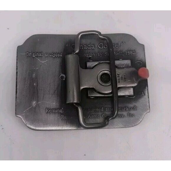 VINTAGE 1980 REMINGTON FIRST IN THE FIELD CANADIAN GOOSE BELT BUCKLE by Sid Bell - Picture 6 of 8
